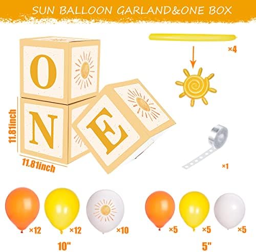 Кутия за балони Boho Sun - 3ШТ Стерео Кутия за балони с 53 Декорации от балони, Подходящи за парти, по повод 1-вия