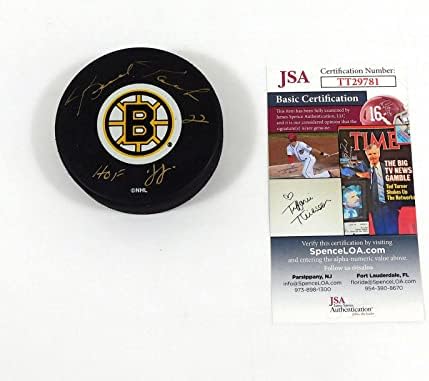 Брад Парк Подписа Официално Хокей шайба NHL Bruins JSA Auto DA046403 - за Миене на НХЛ с автограф