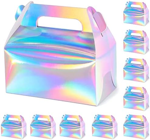 SZYCHEN 10 бр./холограма подарък кутия за опаковане на торти, бонбони, бисквити, преносима кутия за сватби и рождени дни