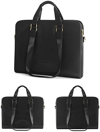 Kamlui Чанта за лаптоп 15,6 инча - дамски водоустойчив модерна чанта през рамо от изкуствена кожа (черна) (15,6 ihch, черен)