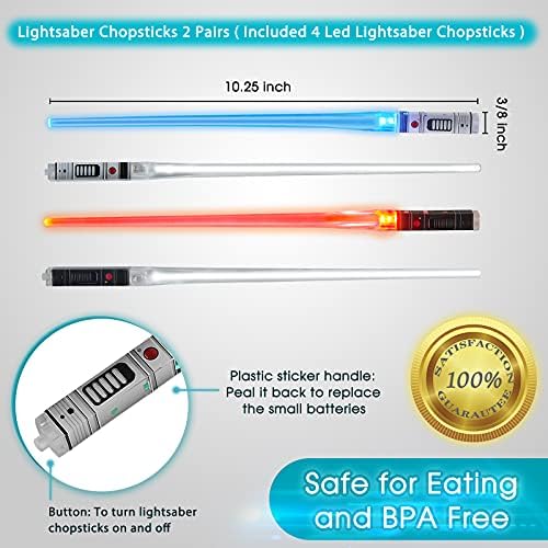 Пръчици за хранене Lightsaber Lightsaber - Трайни, леки, преносими, не съдържащи бисфенолаА и безопасни за хранителни продукти