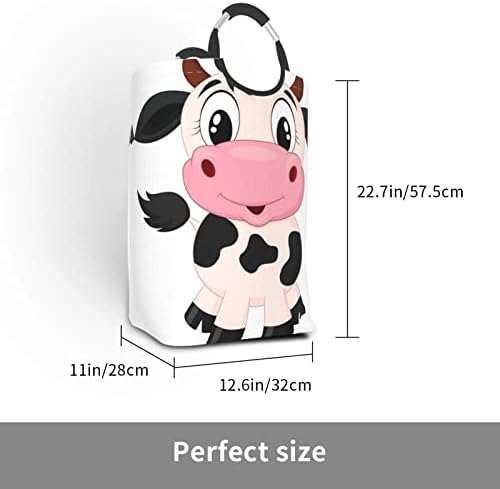 Cartoony Пакет за мръсни дрехи Млечна крава, Сгъваема, С дръжка, Подходящ За Домашно съхранение в гардероба, в Банята