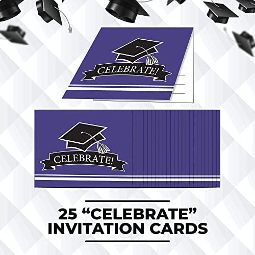 Творческа трансформация на 25 Count Purple Празнувайте! Покани за парти и 25-цолови картичка с благодарност -