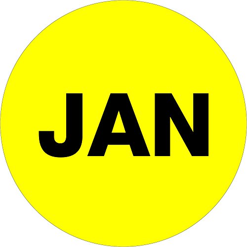Отгружаем сега етикети SNDL6723 Tape Logic Месеци на годината, януари , кръг 1 , флуоресцентно жълто (1 ролка от 500