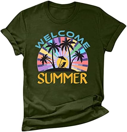 Дамски Плажни Ризи Sunset Beach, Плажна Риза с Палми, Забавни Летни Хавайски Ваканция, Къс Ръкав, през Цялата Силует, Графична