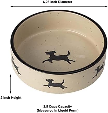 PetRageous 14025 Керамична Купа за храна или вода Преследването Dogs капацитет от 6 чаши с Диаметър 7 см и височина