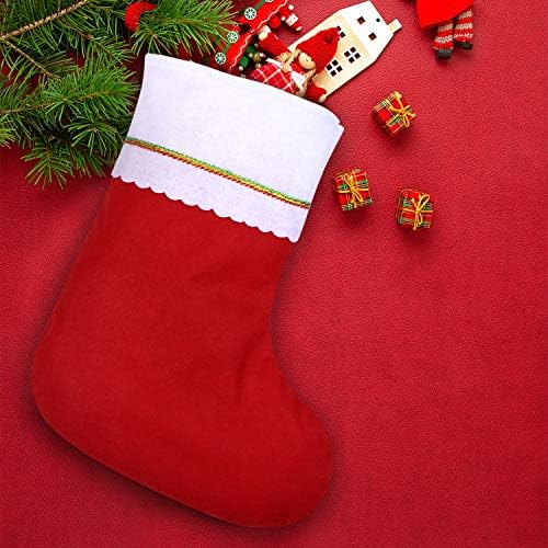 Cooraby 16 Опаковки Червени Фетровых Коледни Чорапи 15 Инча, Коледни Окачени Чорапи за Камината, Празнична