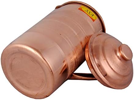 Стомна от чиста мед Shiv Shakti Arts® с 6 чаши - Комплект от съдове за пиене - Сребрист дизайн - (Капацитет =