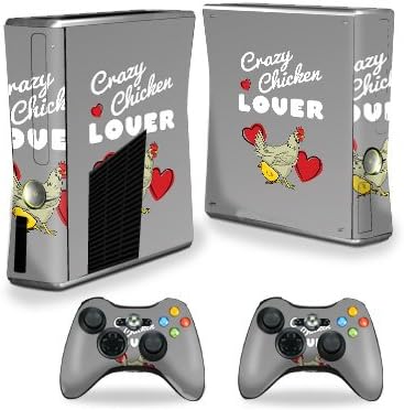 Кожата MightySkins, съвместим с конзола на X-Box 360 Xbox 360 S - Crazy Chicken Любовник | Защитен, здрав и уникален винил калъф | Лесно се нанася, се отстранява и промени на прическа | Про?