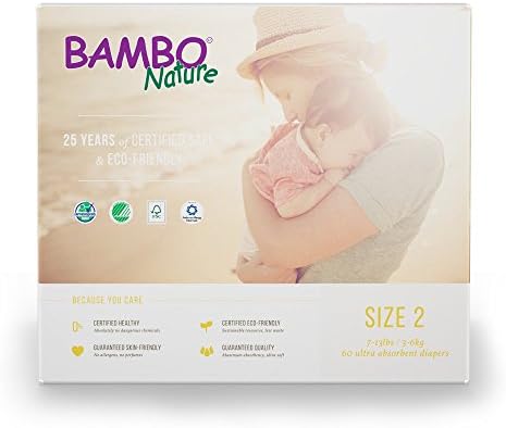 Бебешки пелени Bambo Nature Eco Friendly Classic за Чувствителна кожа, Размер 2, брой 60 броя (2 опаковки по 30 броя)