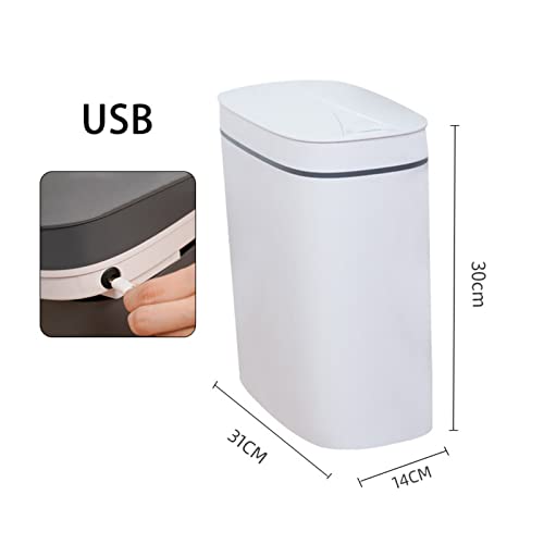 14Л Умно кофа за Боклук USB Зареждане Автоматично кошче за Боклук за Баня, Тоалетна, Водонепроницаемое кофа за Боклук с тесни шевове, Кухненски кош за отпадъци (Цвят: US
