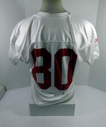 2009 San Francisco 49ers #80 Използван За игра Бяла Тренировочная Майк L 512 - Използвани За игра в НФЛ тениски Без подпис