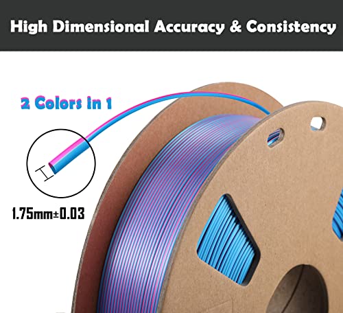 Конци PLA 3D, конци DB PLA Точността на 1,75 mm +/- 0,03 мм е Подходящ за повечето принтери FDM, 2 Цвята в 1 два цвята 3D-конец coextrusions 1 кг нишки (2,2 кг)