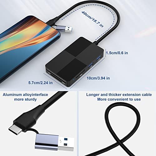 USB C USB 3.0 мультикартофон с USB възел, 8 в 2 карти, XD/SD/TF/CF/ MS, адаптер за Sony Memory Stick Pro Duo, четец на карти