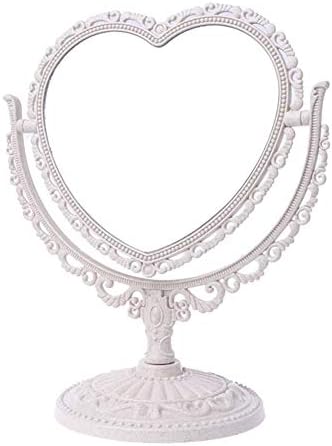 Огледала за грим WBFN, Огледало за Грим с 2 страни във формата На Сърце, Завъртане на Поставка, Тенис на Компактен Огледално