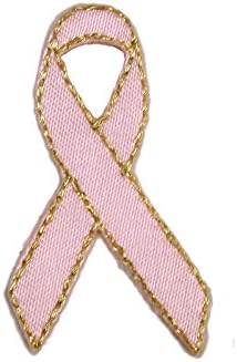Altotux Самозалепващи Розовата Лента за информиране за рака на гърдата, Сатен Нашивка с Метална Златна Нишка, Стикер, Пришитая