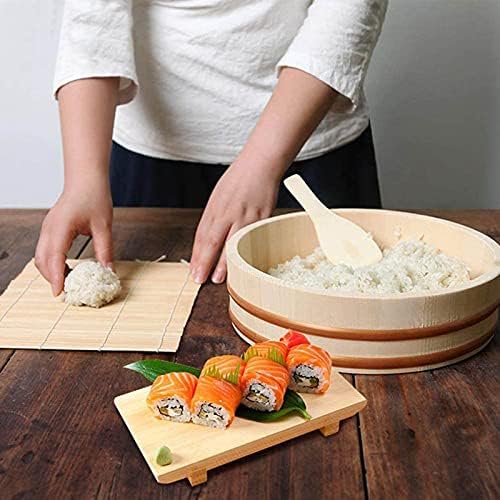 AIZYR Бяло Сосновое Дървена Кофа Кухненско Кофа за Суши, съд за Приготвяне на Дървени Бъчви, Японски Корейски Вана за Смесване на Ориз за Вкъщи, суши-ресторант, Хотел, 4
