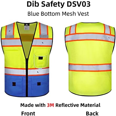 Отразяваща жилетка за безопасност Dib с джобове и цип, окото повишена видимост ANSI клас 2, Изработен от светоотражающей