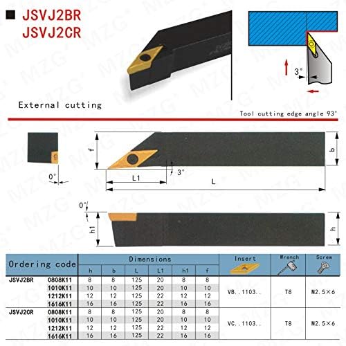 Предната струговане обработка на FINCOS JSVJ2BR1010K11 JSVJ2BR1212K11 на Струг с ЦПУ За обработка на дребни детайли Преходни острието 35 градуса Таблетка VB - (Широчина вмъкване (мм): J