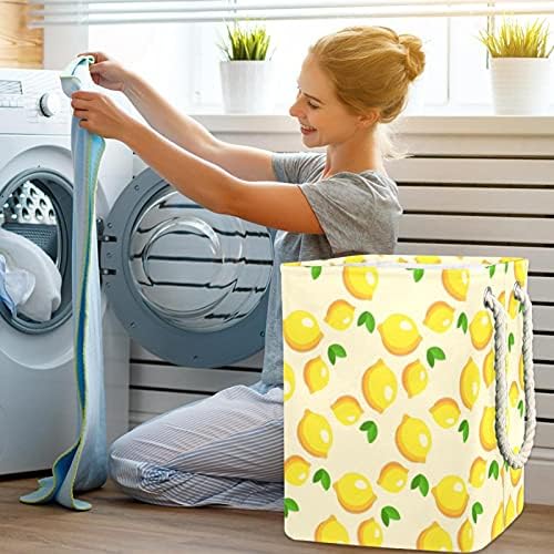Лимони, Безшевни Модел Големи кошове За пране и Чанта За Съхранение на Мръсна Кърпа Кошница с Дръжки Сгъваеми
