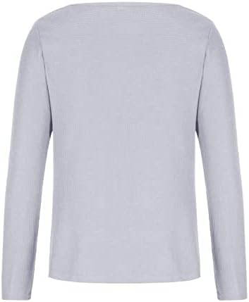 Дамски Обикновена Тениска С V образно деколте и Дълъг Ръкав, Всекидневни Мек Удобен Пуловер Свободно Намаляване на Основни