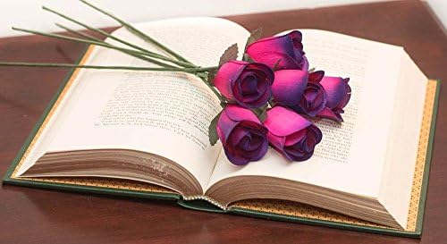 Ярко розови рози с лилави с Букет от 8 дървени рози със затворени пъпки за създаване на букети по поръчка и