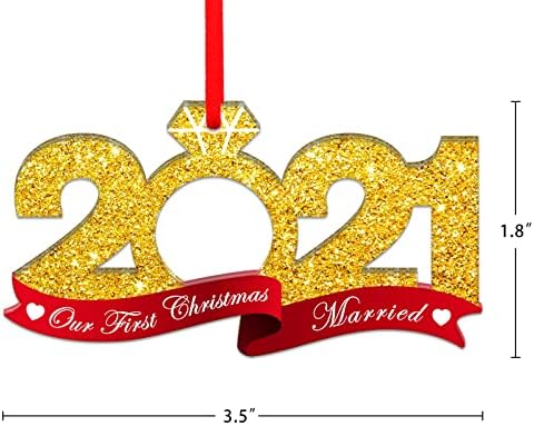 Изготовьте Нашите Първи Коледни Сватбена Украса 2021 Г., Първата Коледа като украса на г-н и г-жа Пръстен във формата