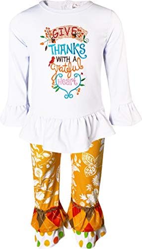 Комплект панталон Angeline Бутик за малки момичета за Деня на Благодарността Поблагодари с благодарно сърце 3-6 м/4XS