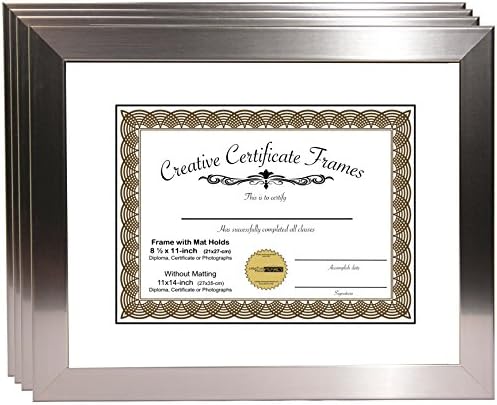 CreativePF [Y8SH-11x14ss-w] Рамка за документи от неръждаема стомана Показва 8,5 11 с мат или 1114 Рамка за сертификати,