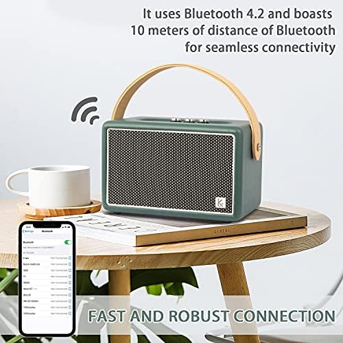 Реколта Bluetooth-колона, Кожена Портативна Безжична колонка KONEX 40 W, Музикален плейър с тежки бас Bluetooth 4.2, с Удължено