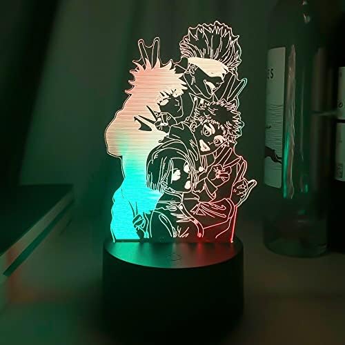BUCROS Аниме джиу-джицу Кайсен 3D лека нощ за Феновете на 16 Цвята Декор Илюзия Led Лампа с Дистанционно Управление, Статуетка