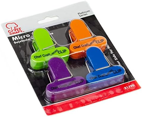 Скоби пластмасови микро-пакети Chef Занаятите Select, Комплект от 4 теми, Лилав / Оранжев / Зелен / Син