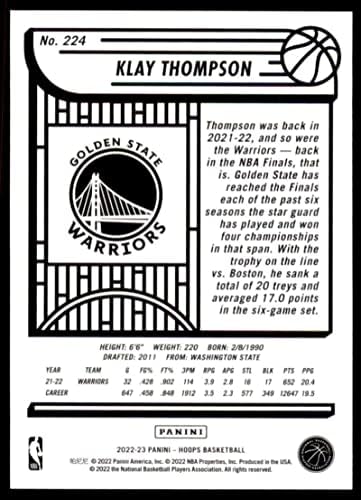 2022-23 Обръчи Панини НБА 224 Клай Томпсън Ню Йорк-Търговска картичка баскетбол Голдън Стейт Уориърс НБА