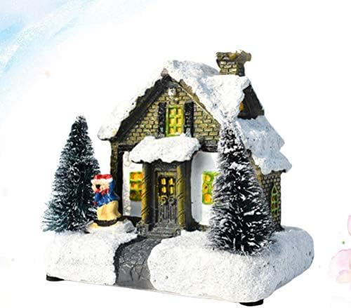 TENDYCOCO Коледна Led Сцена Снежните Селски Къщи, Светещ Фигурка От Смола, са подбрани Модел, Малки Селски Украса за празничната