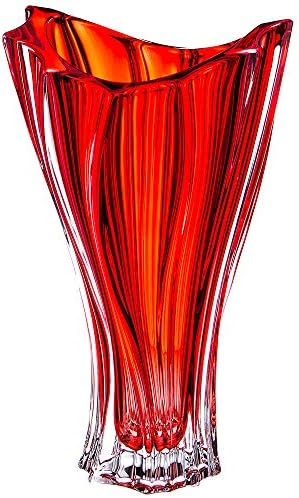 WORLD GIFTS Plantica Red Collection Модерна Декоративна Ваза Ръчно изработени от Кристал - Ваза 12,5 см, Червена