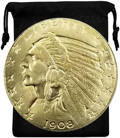 Kocreat Копие 1908-D Златна Монета с Главата на индийския Орел в Пет Долара-Точно Копие на Сувенирни Монети на САЩ, Щастлива Монета, Монета Морган, Долар Скитници,