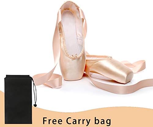 DKZSYIM/ Розови Балетные pointe обувки за жени и Момичета, с Панделка, Балетные Обувки с бомбе за Танци, Обувки за балет