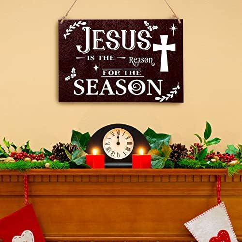 Коледна Знак Исус Дървена Табела Исус е причина за сезона Подвесная Знак Селска къща Коледна Украса На открито Филипс Сцена Стенен