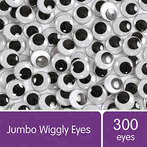 Картинки за оцветяване Джъмбо Wiggly Googly Очи, 300 броя в банката, За съхранение, Черно-бели, по 3/4 инча Всеки,