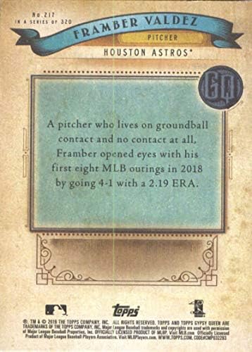 2019 MLB Gypsy Queen Бейзбол #217 Фрамбер Валдес RC Нов Хюстън Астрос Официалната Търговска картичка Topps