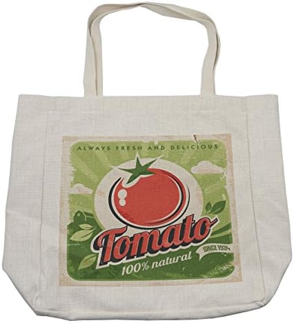 Реколта чанта за пазаруване Ambesonne, Ретро Плакат с домати от Традиционната Хартиена принтом в съвременния