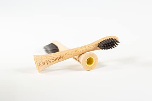 Earth Smile | Бамбукови Електрически глави за четка за зъби | С четина от дървени въглища | Устойчиви, Разградими, екологично