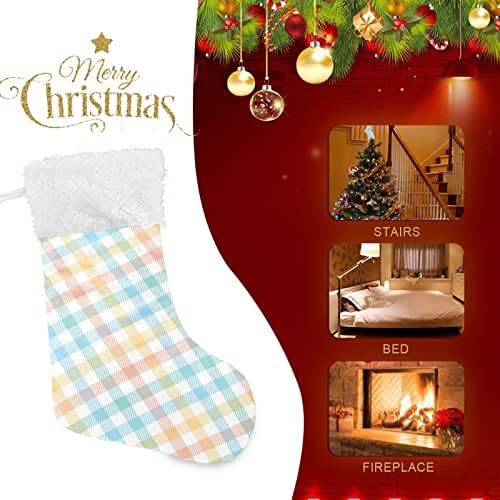 Коледни Чорапи ALAZA, Многоцветни Каре Класически Персонализирани Големи Чорапи, Бижута за Семейни Тържества, декорация
