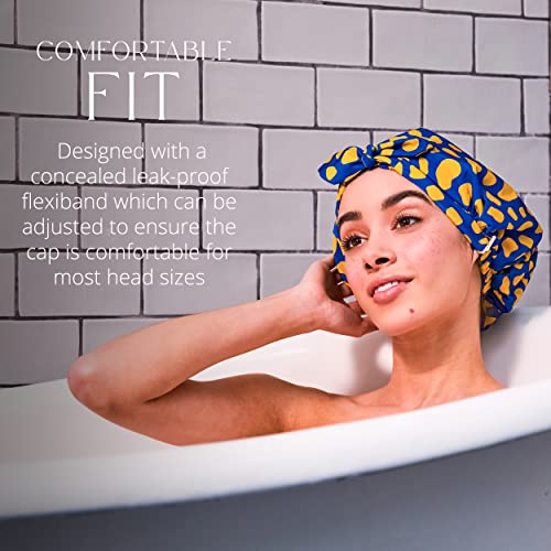 Луксозна Шапка за душ GRACE & COMPANY За жени - Водоустойчив, Многократна употреба, Миещи и Дишаща Шапка За душ-Lemon