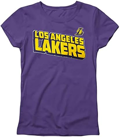 Тениска с надпис Outerstuff Лос Анджелис Лейкърс Youth Girls 7-16 Team Wordmark с логото на