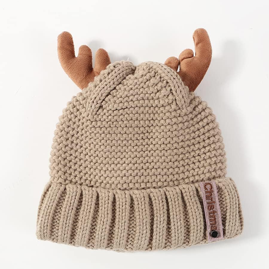 Подпори за коледната украса - скъпа шапка от рога на елени зимна топла плюшен вязаная хет-слушалка, удебелена кадифе шапчица-бини