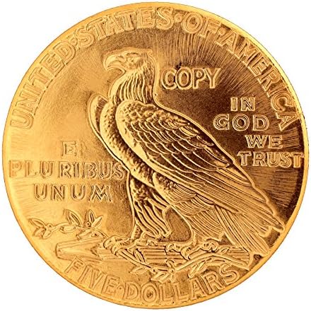 Почит към Най-красивите монети в Америка е Точно копие на Златни монети 1908-1929 години по формата на Главата Индианец стойност 5 долара