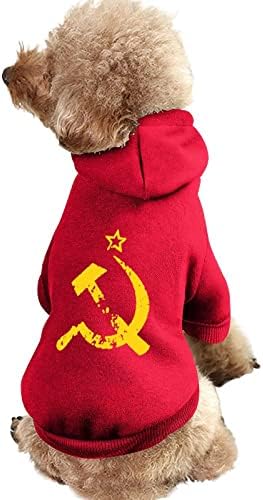 Руски Съветски Флаг Сърп и Блузи с Качулка, за Кучета Скъпа Hoody С Качулка Костюм за Домашни Любимци, Дрехи, Палто,