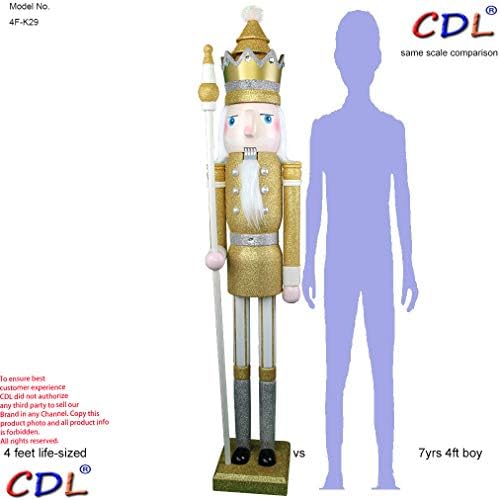 ECOM-CDL 4-крак/5 фута/6 фута Огромен Дървен Лешникотрошачката King/Soldier (4 фута, King Gold BK29)