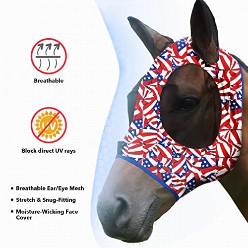 Маска Harrison Howard Elasticity Horse Fly Mask Превъзходен комфорт с защита от uv -Flag Grid (L; пълен размер)